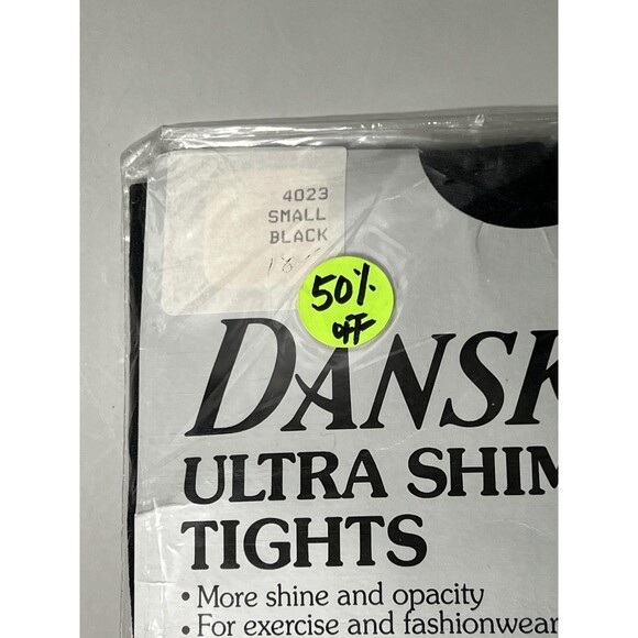 Vintage Danskin Leggings Womens Small Black Ultra Shimmery Stirrup Made USA 90s - Picture 2 of 5